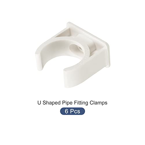 METALLIXITY PVC Water Pipe Clips (25mm/0.98") 6Pcs, Plastic U Shaped Pipe Fitting Clamps - for Tubing Hose Water Supply, White - size: 25mm/0.98"