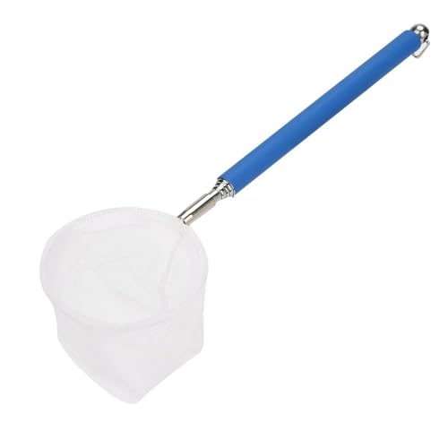 20-57.5cm Stainless Steel Adjustable Aquarium Fish Shrimp Net with Wall Hook Expandable Fishing Net for Tank Cleaning and Hexapod Catching - style: Blue Round Net