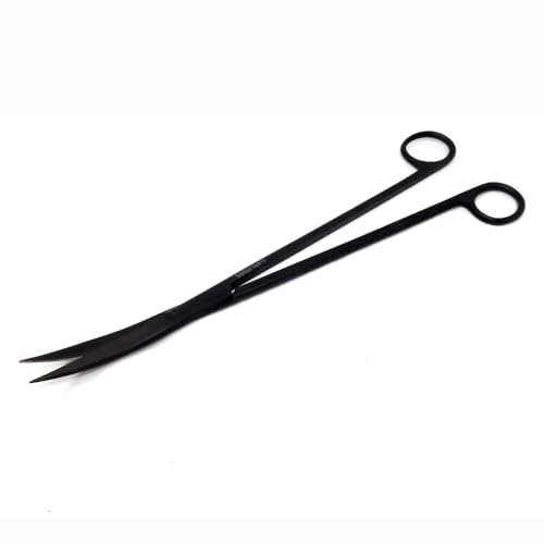 Aquarium Scissors Stainless Steel 12" Extra Long Water Grass Scissors for Aquatic Plants Pruning, Fish Tanks, Terrariums Used in Salt Water Fresh Water Landscape Maintenance Tools (Curved - Black) - style: Curved - Black
