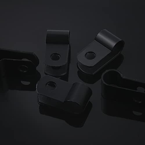 RGBZONE 120Pcs 1/4 Inch Black R-Type Cable Clips with Screws, Nylon Plastic Wire Clips for Indoor Outdoor Electrical Wire Cord Management (6.4mm, 1/4 Inch) - color: Black, size: 1/4 Inch