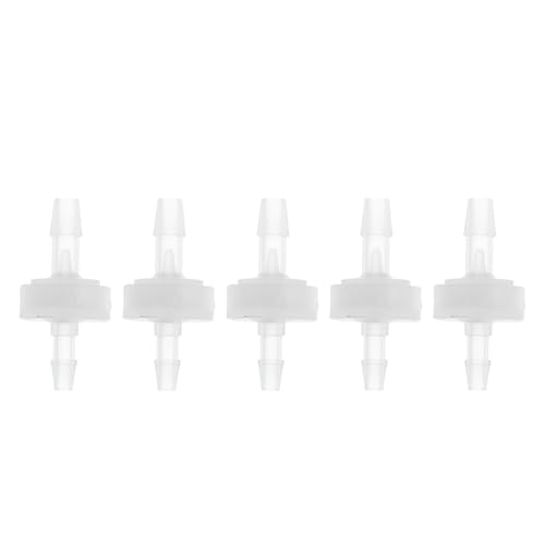 5 Pcs Aquarium Plastic Hose Barb Fitting 1/8" to 5/32" Inline Check Valve One Way Non Return Barb Hose Fittings Clear Plastic