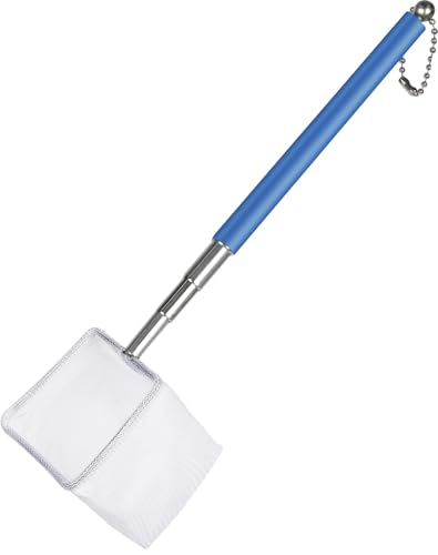 Pawfly 2 Inch Aquarium Shrimp Net with Extendable Stainless Steel Handle, Tiny Fish Tank Net for Shrimp Baby Fish or Food Residue Debris, Soft Round Fine Mesh - color: Blue Square, size: 2 Inch