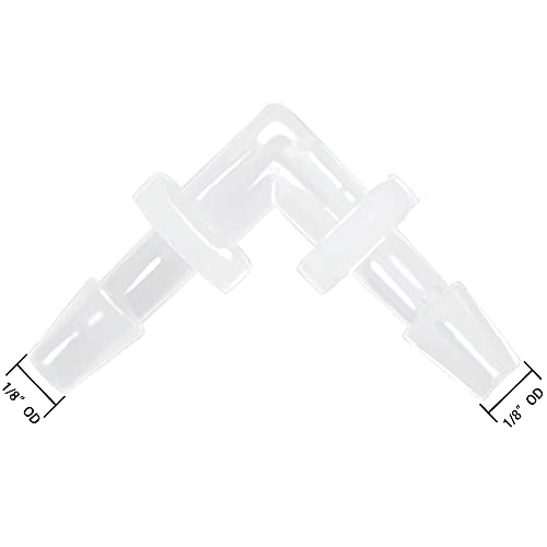 1/8" Hose Barb 90 Degree Elbow L Fitting, Equal Barbed Joint Splicer Mender Adapter Union Adapter for Boat Aquarium Fuel Gas Liquid Air (Pack of 5) - size: 1/8 Inch