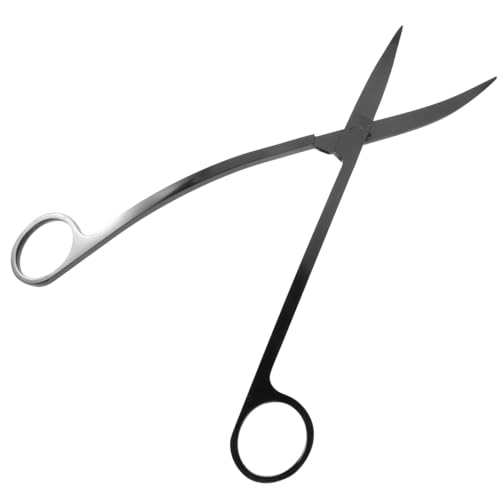 Garneck Stainless Steel Aquatic Plant Scissor for Fish Tank Durable Water Plant Trimmer with Comfortable Finger Rings Aquarium Planting Tool for Freshwater Saltwater Landscapes