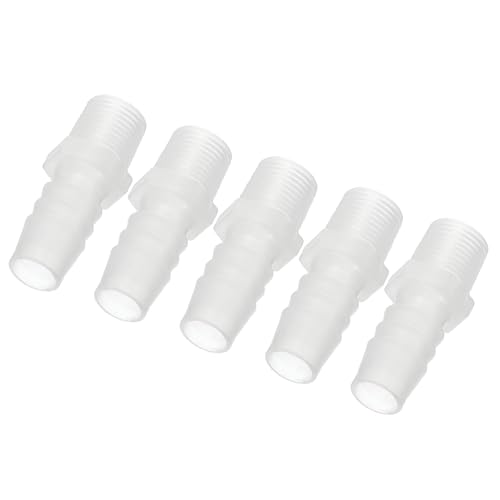 PATIKIL 1/2" Barb x 3/8" G Male Connector, 5 Pcs Plastic Hose Barb Fitting Industrial Hose Barb to Pipe Fitting Connect for Water Liquid Air Fuel - size: 1/2" x 3/8"