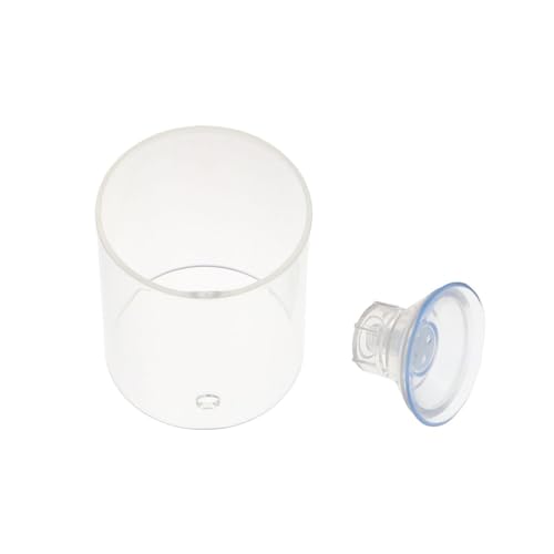 Pokinge 2Pcs Aquarium Fish Food Feeder Tube, Transparent Acrylic Feeding Ring with Strong Suction Cup, Adjustable Height Fish Tank Station Floating Food Tray Feeder