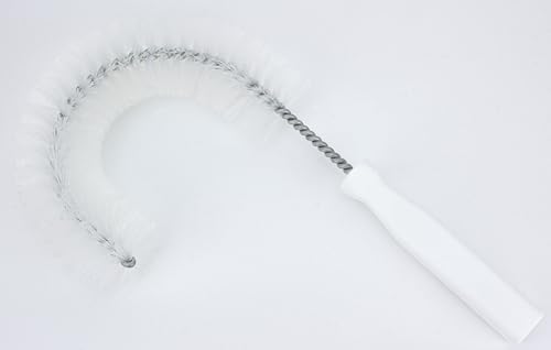 SPARTA Plastic Hook Dusting Brush, Clean-In-Place, Galvanized Wire with Threaded Hole for Dusting Surface of Curved Drains and Pipes, 11.5 Inch Length, White, (Pack of 12) - color: White
