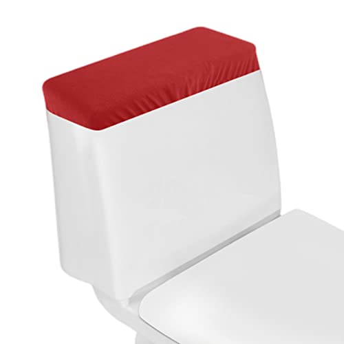 Toilet Tank Lid Cover, Bathroom Stretch Washable Spandex Toilet Tank Protector Cover with Elastic Bottom, Red - color: Red