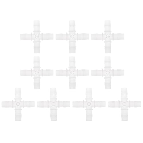 Plastic Hose Barb Fitting 9/16" OD Barb Cross 4 Way Pipe Connector Clear 10 Pcs - size: 9/16"OD