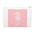 3dRose Coral pink Seahorse print. Sea Horse. Ocean marine beach aquarium Accessory Pouch Large - size: Large