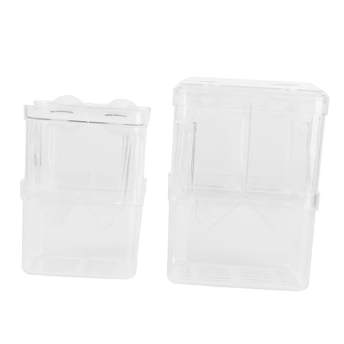 Kisangel Acrylic Dual-Layer Fish Hatching Box 2pcs Fish Breeding Incubator for Guppies Fry Hatching Container Suitable for Aquariums