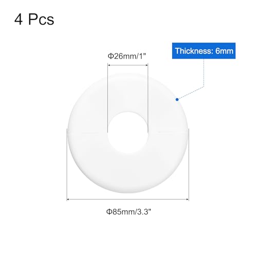 uxcell 4pcs Wall Split Flange 85mm / 3.3" OD Escutcheon Plate ABS Round Self-Adhesive Plumbing Cover Plates for 26mm / 1" Dia Water Pipe Faucet Decoration Accessories, White - color: White, size: 26mm