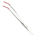 Stainless Steel Reptile Feeding Tongs, Curved Aquarium Tweezers with Rubber Tip, Terrarium Tongs for Gecko, Lizard & More, 10.63" Length, Red