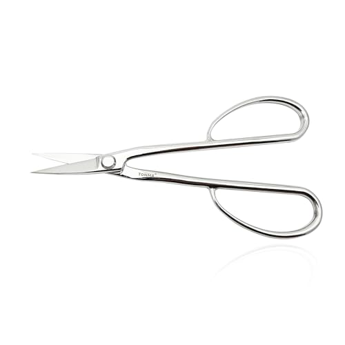 TONMA Satsuki Bonsai Scissors [Made in Japan] Professional 8.5 inch Garden Bonsai Tools Japanese Stainless Steel Hasami Pruning Scissors with Micro Serrated, Mirror Finish Process - style: Satsuki Bonsai Scissors