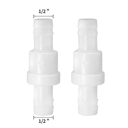 Litoexpe 1/2" One Way Inline Check Valve, Non Return Ozone Resistance PVDF Plastic One-Way Fuel Oil Water Gas Pump Air Check Valve, Pack of 2 - size: 1/2 inch