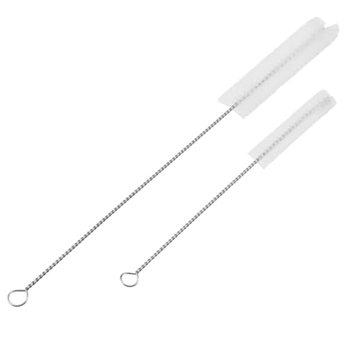 2Pcs Stainless Steel Aquarium Cleaning Brushes Wall Hook Design Flexible Tube Scrubber for Filter Pump Fish Tank