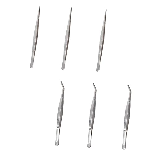 6pcs Succulent Bonsai Cactus Tweezer Curved Reptile Accessories Grass Garden Reptile Feeding Aquascaping Tools Pliers Tool Flowerpot Stainless Steel Clip