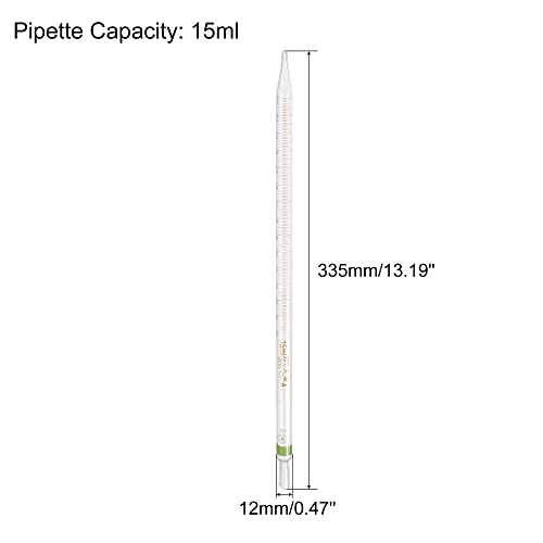 PATIKIL Graduated Dropper Pipettes, 1 Pcs 15ml Reusable Borosilicate Glass Pipette for Transfer Liquid for Laboratory, Chemistry, Clear - size: 15ml