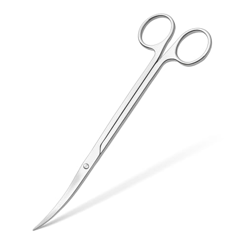 Mandala Crafts 12 Inches Silver Stainless Steel Curved Aquarium Scissors for Trimming Aquatic Plants – Bent Aquascape Scissors for Fish Tanks, Hospital Tanks, Goldfish Bowls, and Terrariums - color: Stainless Steel Curved Scissors, size: 12 Inches