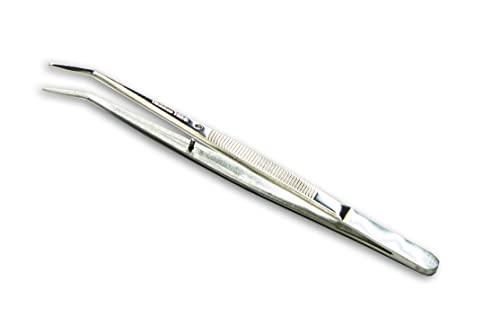 HURON Precision Tweezers, Curved Fine Point, 6 in (1/3/10 pc) (1 pc) - style: Curved Fine Point, 6"