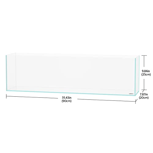 LANDEN 90L 10.8 Gal Rimless Low Iron Aquarium Long Fish Tank, Bookshelf Aquarium, W35.4×D7.87×H9.84 in(90x20x25cm) 6mm Thickness with Black Nano Foam Leveling mat Included - size: 10.8Gal W35.4×D7.87×H9.84 in(90x20x25cm)