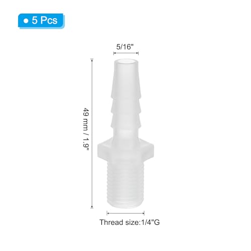 PATIKIL 5/16" Barb x 1/4" G Male Connector, 5 Pcs Plastic Hose Barb Fitting Industrial Hose Barb to Pipe Fitting Connect for Water Liquid Air Fuel - size: 5/16" x 1/4"