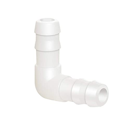 Quickun 3/16" Hose Barb 90 Degree Elbow L Fitting, Plastic 2 Way Equal Barbed Joint Splicer Mender Union Adapter Hose Fitting (Pack of 7) - size: 3/16" (7Pcs)
