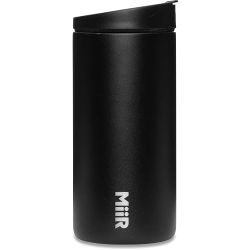 MiiR Flip Traveler 12oz | Double-Wall Vacuum Insulated with Flip Lid, BPA-Free Stainless Steel Construction, Insulated Tumbler for Hot or Cold Drinks - color: Black, size: 12 Ounces