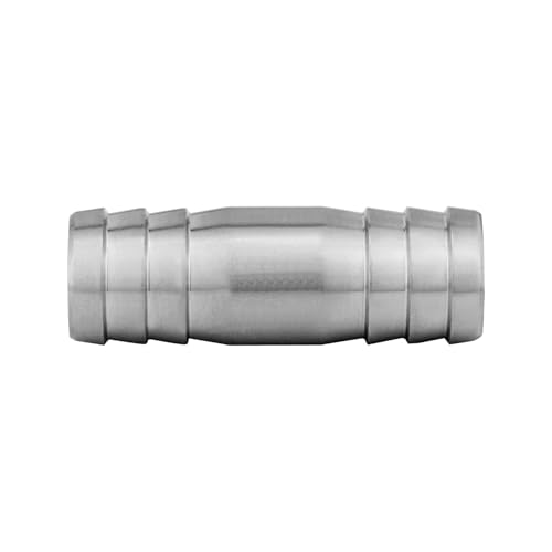 Stainless Hose Barb 1/2" Splicer Mender Union Tubing Coupling Fittings with Hose Clamps Air Water Fuel Oil (pack of 2) - size: 1/2" Hose Barb(13mm)
