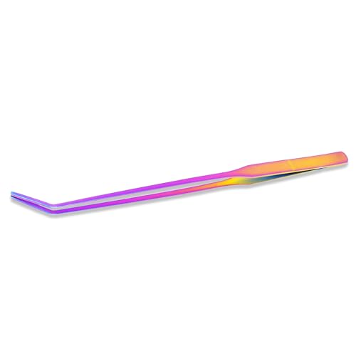 Mandala Crafts 15 Inches Rainbow Stainless Steel Curved Aquarium Tweezers for Aquatic Plants – Long Aquascape Forceps for Fish Tanks, Hospital Tanks, Goldfish Bowls, and Terrariums - color: Rainbow Curved Tweezers, size: 15 Inches