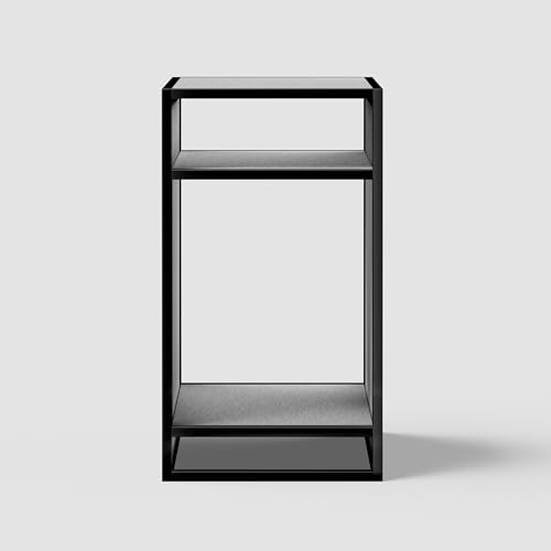 LANDEN Washed Oak Wood Metal Frame Stand, Three-Shelf for Fish Tanks up to 20 Gal, CLX45-45x45x80cm (17.7x17.7x31.49 in), for Fish Tanks and Reptile Terrariums, Home & Office Use - color: Washed Oak Wood, size: W17.7 x D17.7 x H31.5 in(45X45X80cm)