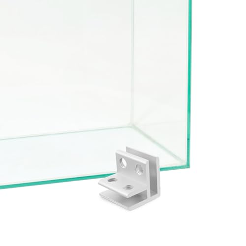 PRETYZOOM Glass Shelf Brackets and 90 Degree Aluminium Alloy Glass Clamps for 5-8mm Thickness, Silver Corner Mounting Clips for Aquarium, Mirror, and Reptile Tank Lid Support