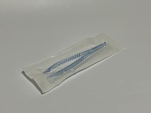 Disposable Sterile Forceps Tweezers 5inch 125mm length Individually Wrapped Transparent Blue Pack of 12 - style: Blue Transparent (Pack of 12)