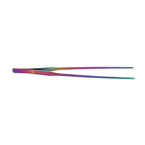 TITA-DONG 27cm Reptile Feeding Tongs, Rainbow Color Aquarium Tweezers Stainless Steel Fishbowl Long Tweezers, Aquascaping Tools for Hold Worms, Reptiles, Lizards, Bearded Dragon(27cm Straight Clip)