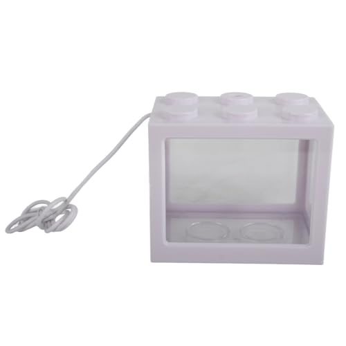 Mini USB LED Aquarium Fish Bowl Plastic Tank with White Light for Desk Tabletop Decor Energy-Saving Office Accent(White) - color: White