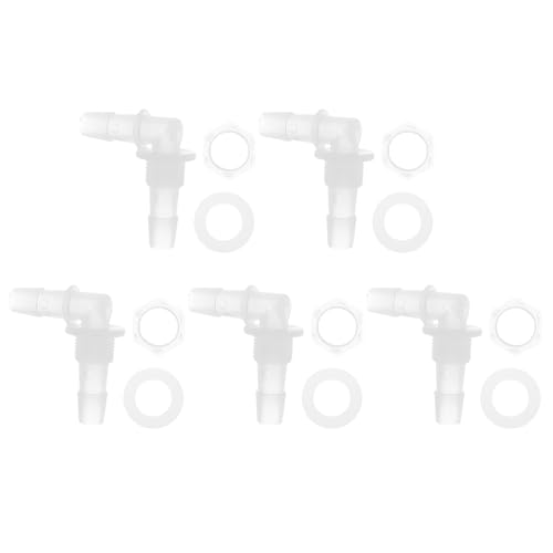 1 Set Aquarium Plastic Hose Barb Fitting 3/8" Hose ID Elbow Connectors Aquarium Tank Air Pump Hose Joints Clear PP - size: 3/8"-G3/8