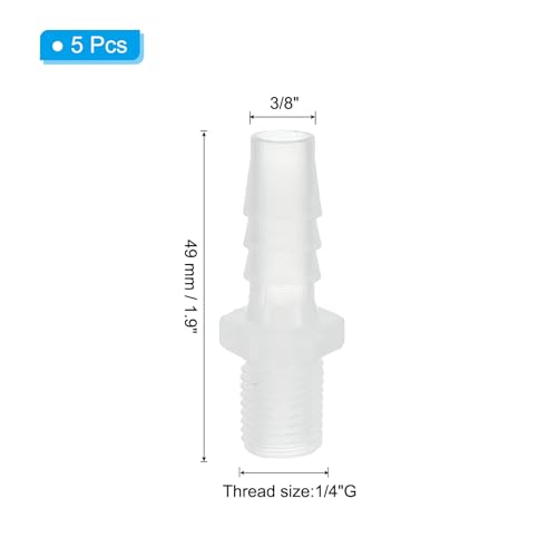PATIKIL 3/8" Barb x 1/4" G Male Connector, 5 Pcs Plastic Hose Barb Fitting Industrial Hose Barb to Pipe Fitting Connect for Water Liquid Air Fuel - size: 3/8" x 1/4"