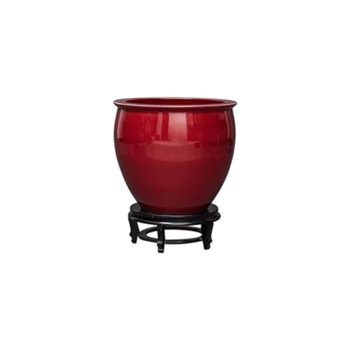 GUERNSEY Aquarium Ceramic Red Fish Tank Living Room Turtle Basin Floor-Standing Fish Tank Study Painting and Calligraphy Tank Storage Bucket Ornaments Small Fish Tank
