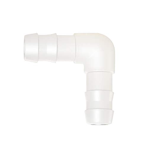Quickun 3/16" Hose Barb 90 Degree Elbow L Fitting, Plastic 2 Way Equal Barbed Joint Splicer Mender Union Adapter Hose Fitting (Pack of 5) - size: 3/16" (5Pcs)