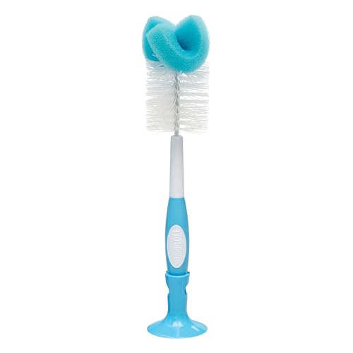 Dr. Brown's Reusable Sponge Baby Bottle Cleaning Brush with Suction Cup Stand, Scrubber and Nipple Cleaner, BPA-Free, Blue, 1-Pack - color: Blue Bottle Brush, size: 1-Pack