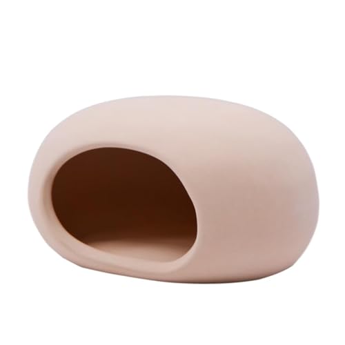 Saim Aquarium Decorations Ceramic Cave, Betta Fish Tank Accessories for Shrimp Cichlid Hiding Breeding Small Fish Bowl Hide Ornaments Betta Toys Hideout House - Natural Color
