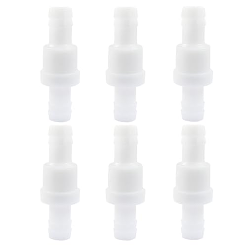 1/2" One Way Inline Check Valve 2 Pcs, Non Return Ozone Resistance PVDF Plastic One-Way Fuel Oil Water Gas Pump Air Check Valve - size: 1/2 Inch-6Pcs
