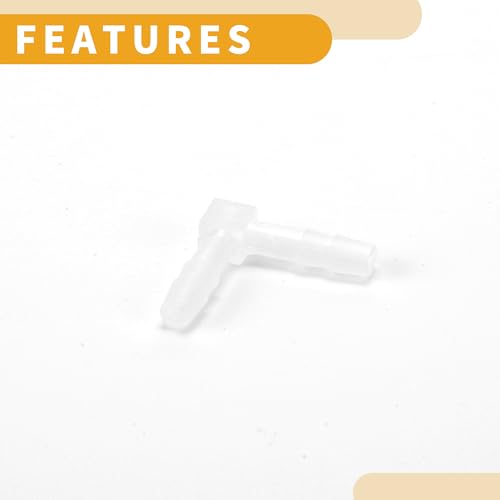 6 Pcs Universal Automotive Vacuum Tubing Connector - Car 90 Degree 4mm / 5/32" L Shaped Vacuum Tubing Connector Assortment 2 Way Vacuum Line Fittings - Plastic Transparent