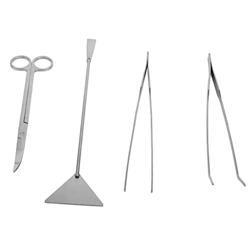 Drfeify Aquarium Tools Kit Premium Stainless Steel for Aquarium Fish Tank Maintenance and Plant Care, 4 in 1 Set for Plants Enthusiasts