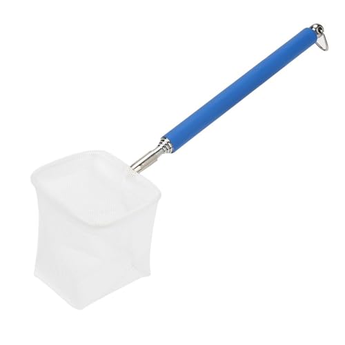 20-57.5cm Stainless Steel Adjustable Aquarium Fish Shrimp Net with Wall Hook Expandable Fishing Net for Tank Cleaning and Hexapod Catching - style: Blue Square Net
