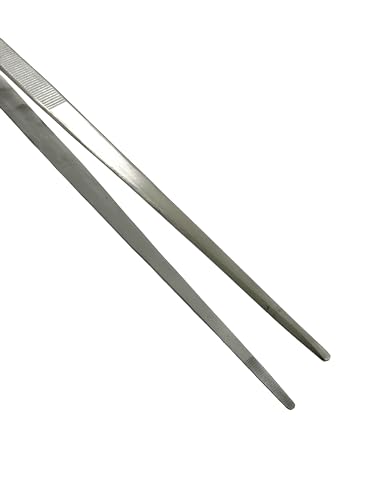 Jumbo Tweezers - 24 Inches Long Thumb Dressing Forceps with Serrated Tips, Straight, Aquascaping, Reptile Feeding, Crafts, Tissue Handling Forceps