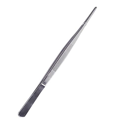 10-Inch Stainless Steel Tweezers with Serrated Tips - Precision Grabber Tongs for Gardening, Kitchen, BBQ, Crafts, Aquarium & Outdoor Use - color: Straight-1pcs-10inch