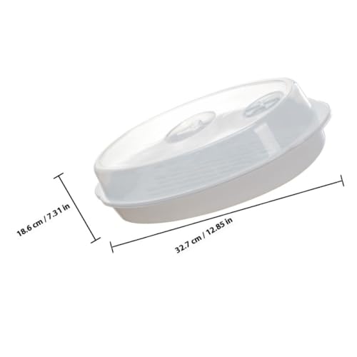 BESPORTBLE Professional Fish Steamer Plate with Lid for Microwave, Food Steaming Plate for Steamed Fish and Dumplings, Quick Heat Transfer and Water Retention, White Cooking Container