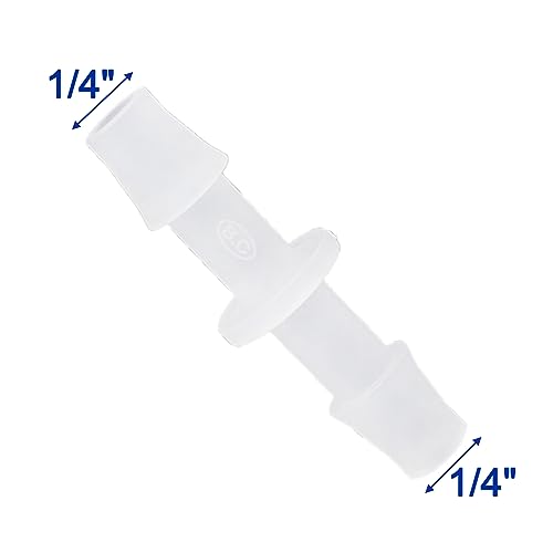 Plastic Hose Barb Fitting, 1/4" x 1/4" Pipe Connectors, Barbed Splicer Mender Joint Adapter Union Fitting, 6 Pcs - size: 0.25 Inch