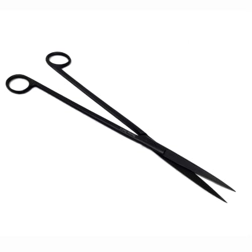 Aquarium Scissors Stainless Steel 12" Extra Long Water Grass Scissors for Aquatic Plants Pruning, Fish Tanks, Terrariums Used in Salt Water Fresh Water Landscape Maintenance Tools (Straight - Black) - style: Straight - Black